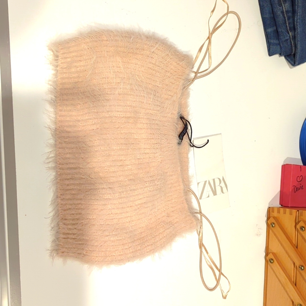 Zara crop top nwt pink beige nude